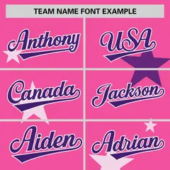 Pink Purple Star Graffiti Two-Button Baseball Jersey 3