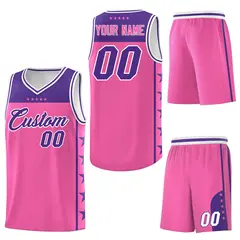 Pink Purple Star Pattern Basketball Jersey Sports Uniform 6