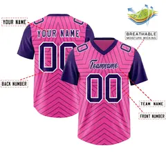 Pink Purple Star Pattern Raglan Sleeves Football Jersey 2