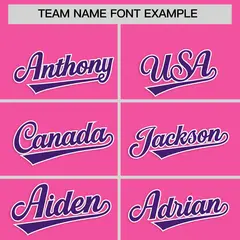 Pink Purple Star Ribbing Authentic Baseball Jersey 3