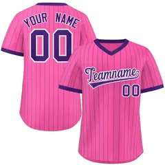 Pink Purple Stripe Authentic Pullover Baseball Jersey 1