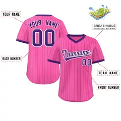Pink Purple Stripe Authentic Pullover Baseball Jersey 2