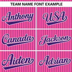 Pink Purple Stripe Authentic Pullover Baseball Jersey 3