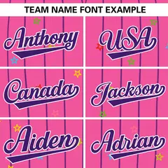 Pink Purple Stripe Star Pattern Authentic Baseball Jersey 3