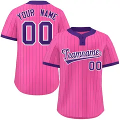Pink Purple Stripe Two-Button Softball Jersey 1