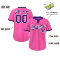 Pink Purple Stripe Two-Button Softball Jersey 2