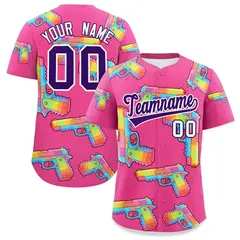 Pink Purple Sugar-Coated Firepower Graffiti Baseball Jersey 1