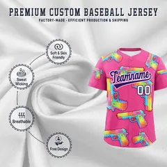 Pink Purple Sugar-Coated Firepower Graffiti Baseball Jersey 3
