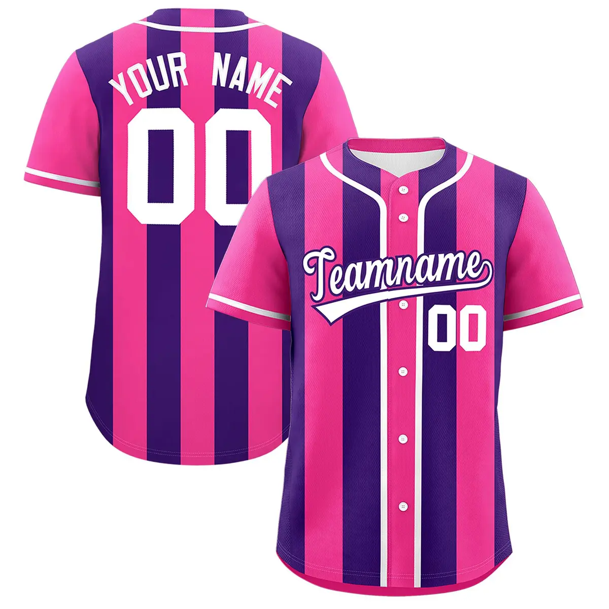 Pink Purple Thick Stripe Authentic Baseball Jersey