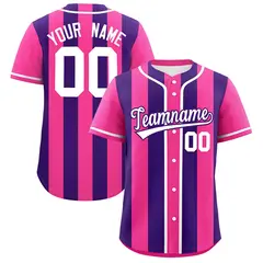 Pink Purple Thick Stripe Authentic Baseball Jersey
