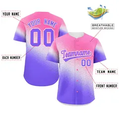 Pink Purple Tiny Spot Gradient Authentic Baseball Jersey 2