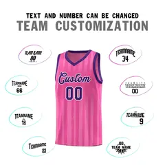 Pink Purple Vertical Stripe Team Basketball Jersey 3
