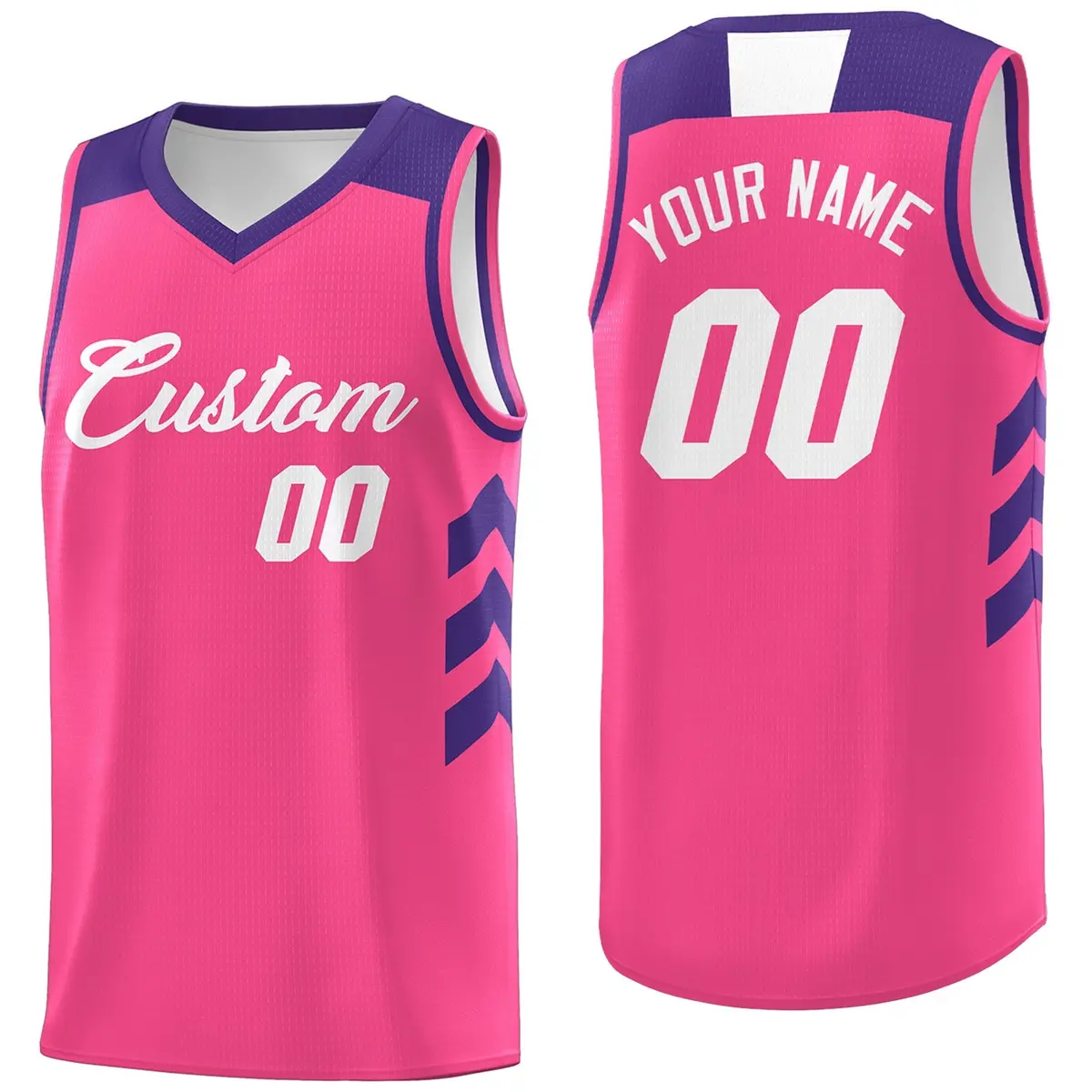 Pink Purple-White Classic Breathable Basketball Jersey