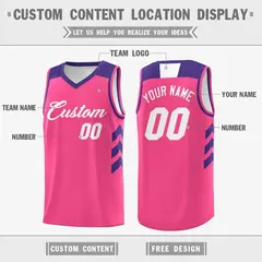 Pink Purple-White Classic Breathable Basketball Jersey 2