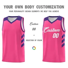 Pink Purple-White Classic Breathable Basketball Jersey 3