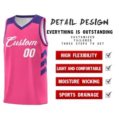 Pink Purple-White Classic Breathable Basketball Jersey 4