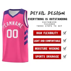 Pink Purple-White Classic Breathable Basketball Jersey 4