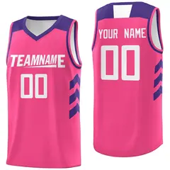 Pink Purple-White Classic Mesh Basketball Jersey