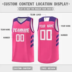 Pink Purple-White Classic Mesh Basketball Jersey 2