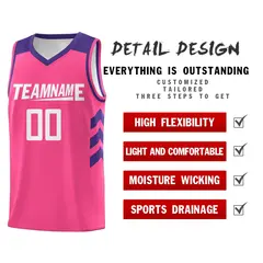 Pink Purple-White Classic Mesh Basketball Jersey 4