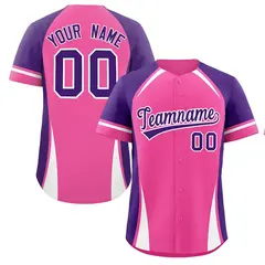 Pink Purple-White Color Block Authentic Baseball Jersey