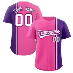 Pink Purple-White Color Block Authentic Baseball Jersey 1