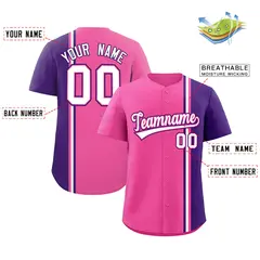 Pink Purple-White Color Block Authentic Baseball Jersey 2