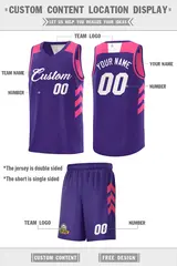 Pink Purple-White Double Side Basketball Jersey 2