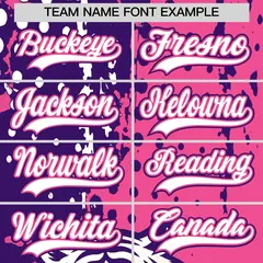 Pink Purple White Full-Snap Tiger Graffiti Baseball Jersey 6