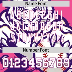 Pink Purple White Full-Snap Tiger Graffiti Baseball Jersey 7