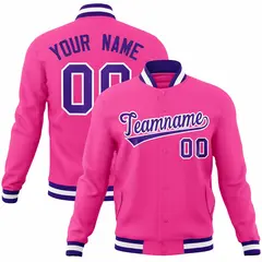 Pink Purple White Full-Snap Varsity Letterman Jacket 1