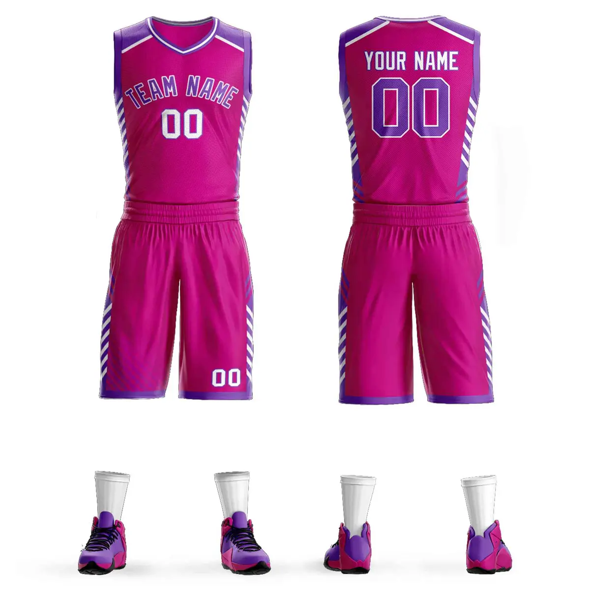 Pink Purple-White Graffiti Bar Element Basketball Jersey