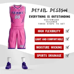 Pink Purple-White Graffiti Claw Element Basketball Jersey 2