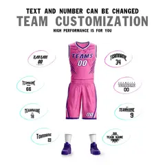 Pink Purple-White Graffiti Claw Element Basketball Jersey 4