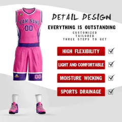 Pink Purple-White Graffiti Lightning Basketball Jersey 2