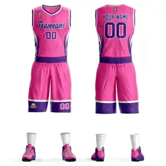 Pink Purple-White Graffiti Lightning Basketball Jersey 1
