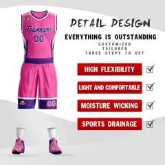 Pink Purple-White Graffiti Lightning Basketball Jersey 2