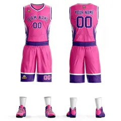 Pink Purple-White Graffiti Lightning Basketball Jersey