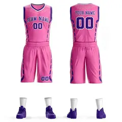 Pink Purple-White Graffiti Oblique Bar Basketball Jersey