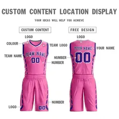 Pink Purple-White Graffiti Oblique Bar Basketball Jersey 3