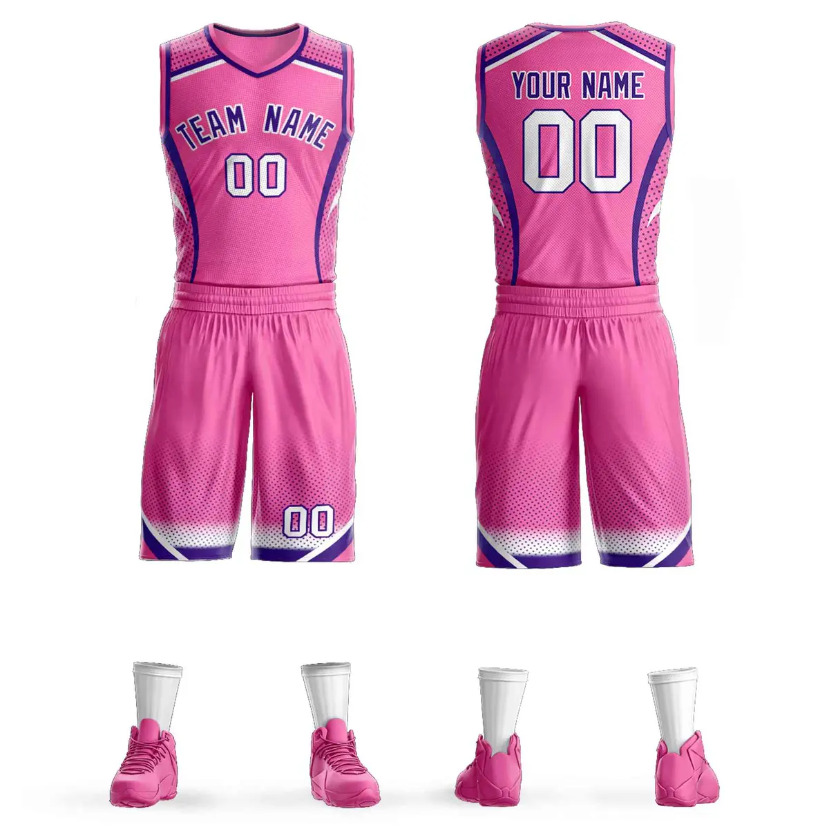 Pink Purple-White Graffiti Points Element Basketball Jersey