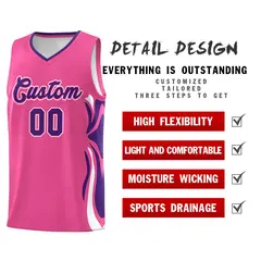 Pink Purple-White Graffiti Side Curve Basketball Jersey Sets 2