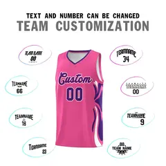 Pink Purple-White Graffiti Side Curve Basketball Jersey Sets 4