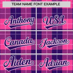 Pink Purple-White Plaid Varsity Letterman Baseball Jacket 3