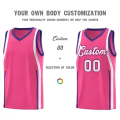 Pink Purple-White Ribbon Pattern Basketball Kits 3