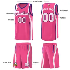Pink Purple-White Ribbon Pattern Basketball Kits 5