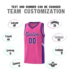 Pink Purple-White Side Stripe Basketball Jersey 4