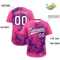 Pink Purple White Skeleton Graffiti Baseball Jersey 2