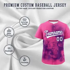 Pink Purple White Skeleton Graffiti Baseball Jersey 4