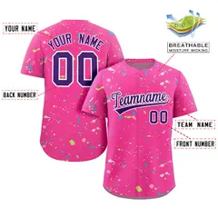 Pink Purple-White Splash Graffiti Baseball Jersey 2